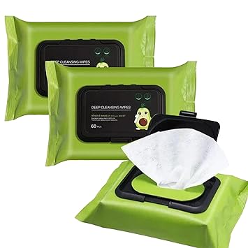 Makeup Remover Wipes – Cleansing & Hydrating Facial Towelettes with Cucumber, Aloe Vera & Castor Oil | Gentle Cotton Face Wipes for Skin Moisture Balance | 60 Wipes Pack | Pack of 1