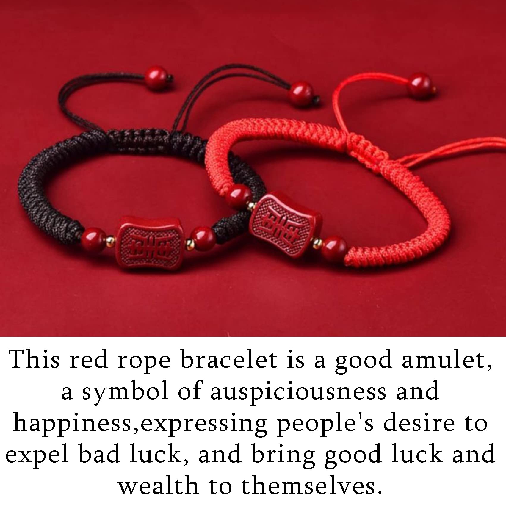 Pulsera Feng Shui Pulsera De Cuarzo De Cristal De Cinabrio Pulsera De Hilo Rojo Amuleto De Buena Suerte Pulsera Redonda De Cuentas Elástica Piedra Talismán Pulsera De Cristal Vintage Mujeres