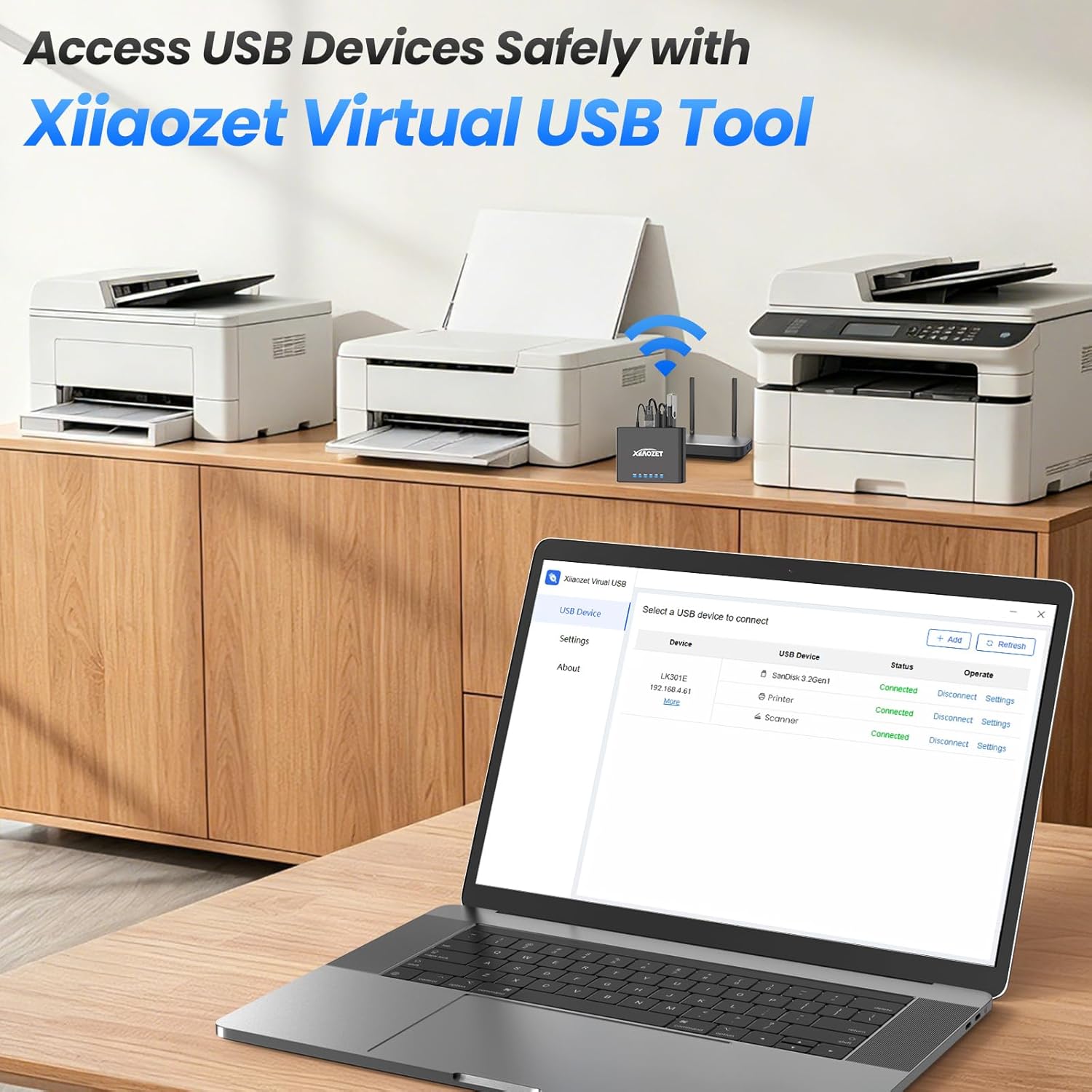 LK301E Gigabit USB 3.0 Device Server | 3-Port USB for LAN, Compatible with Printers, Scanners & Dongles (Updated version)