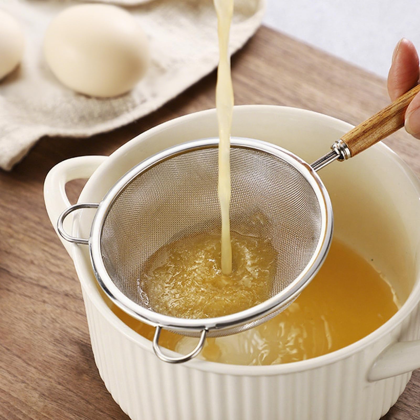 MRKU Coladores de Cocina de Acero Inoxidable, tamiz de harina - Suministros para Hornear de Doble Oreja