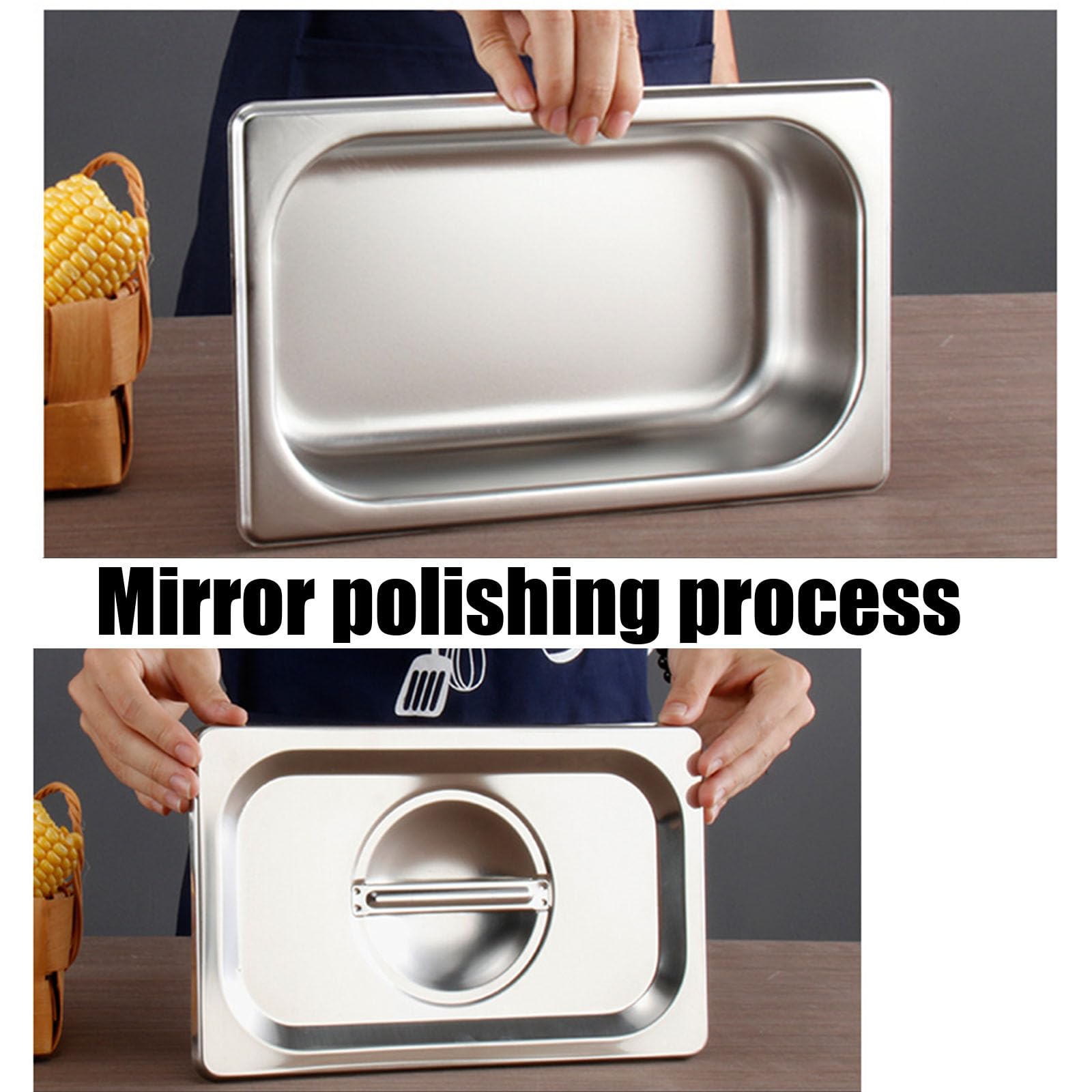 Contenitori Acciaio Inox 3 In 1 - Con Coperchio, 32.5x17.5cm, Per Impanatura E Buffet