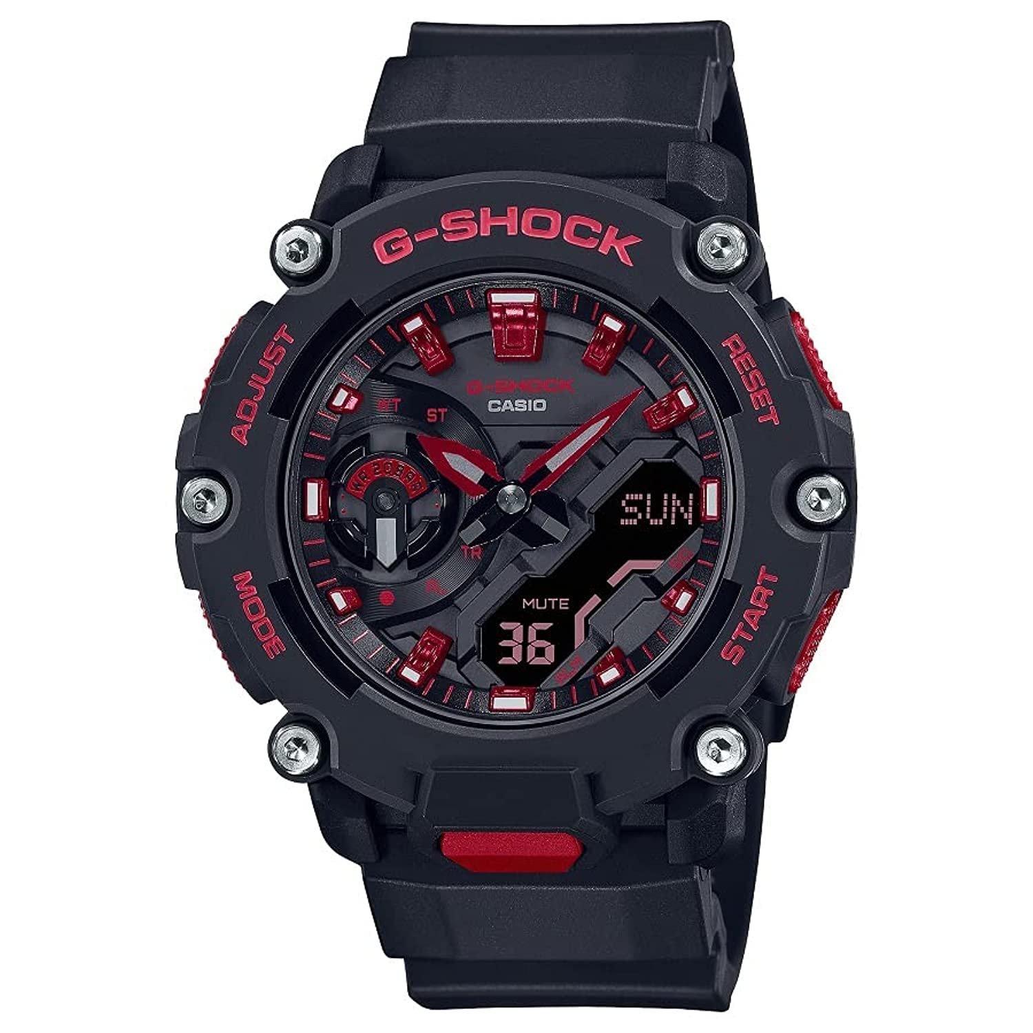 Casiomen Watch G Shock Analog Digital Black And Fiery Red