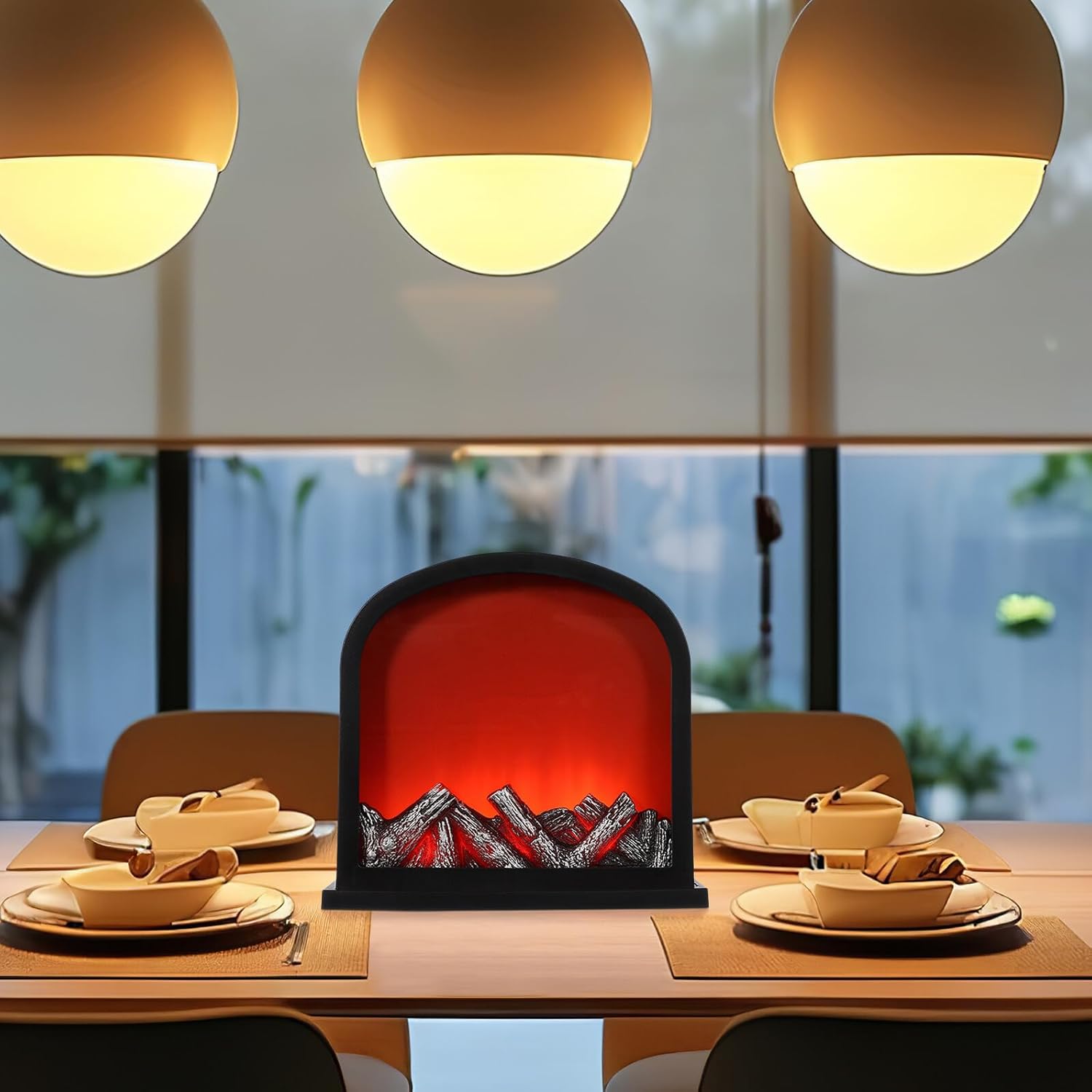 壁炉ナイトライト バッテリー式炎ランプ 省エネで目に優しい装飾照明 寝室やリビングのパーティー向け冬季インテリア