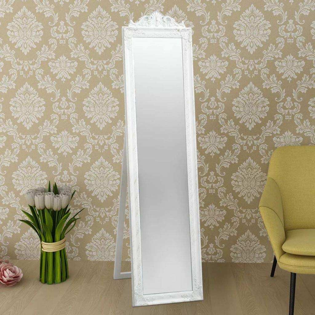 Festnight- Specchio da Pavimento in Stile Barocco 160x40 cm Bianco