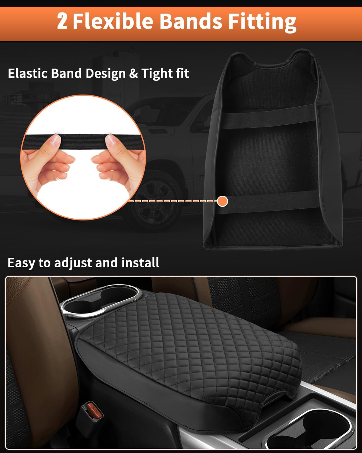 Shademax Center Console Cover for Nissan Titan 2016-2024 Accessories Armrest Cover Cushion Pad Leather Middle Console Cover Car Armrest Seat Box Console Lids Protector (Only for Bucket Seat Console)