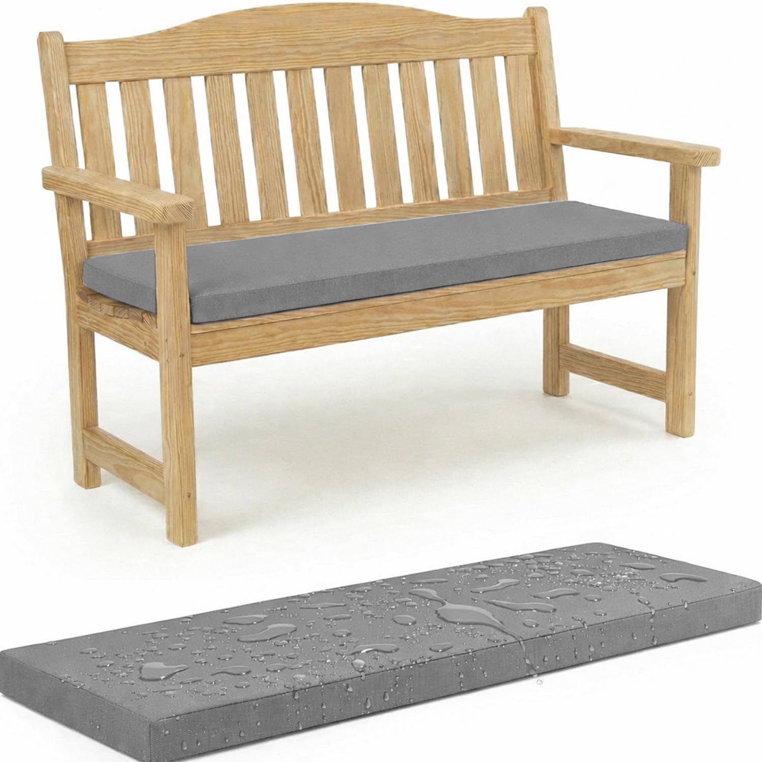 WLXFF Waterproof 5cm Thick Bench Cushion, Non‑Slip Outdoor Garden Seat Pad with Removable Zipped Cover, Weather Resistant for Patio, Lawn, Office & Coffee Shop
