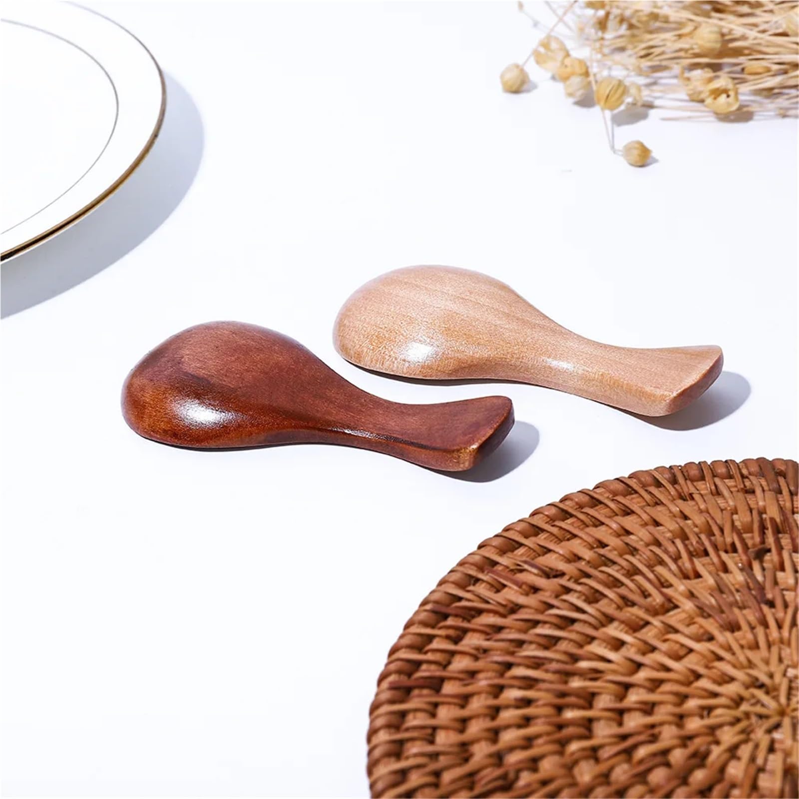 Mini-Holzlöffel, 50 Stück, natürliches Holz, für Tee, Kaffee, Honig | Umweltfreundliche 8,5 cm Mini-Löffel für Salz, Zucker, Gewürze und gefrorene Leckereien (50 Stück - natürliches Holz)