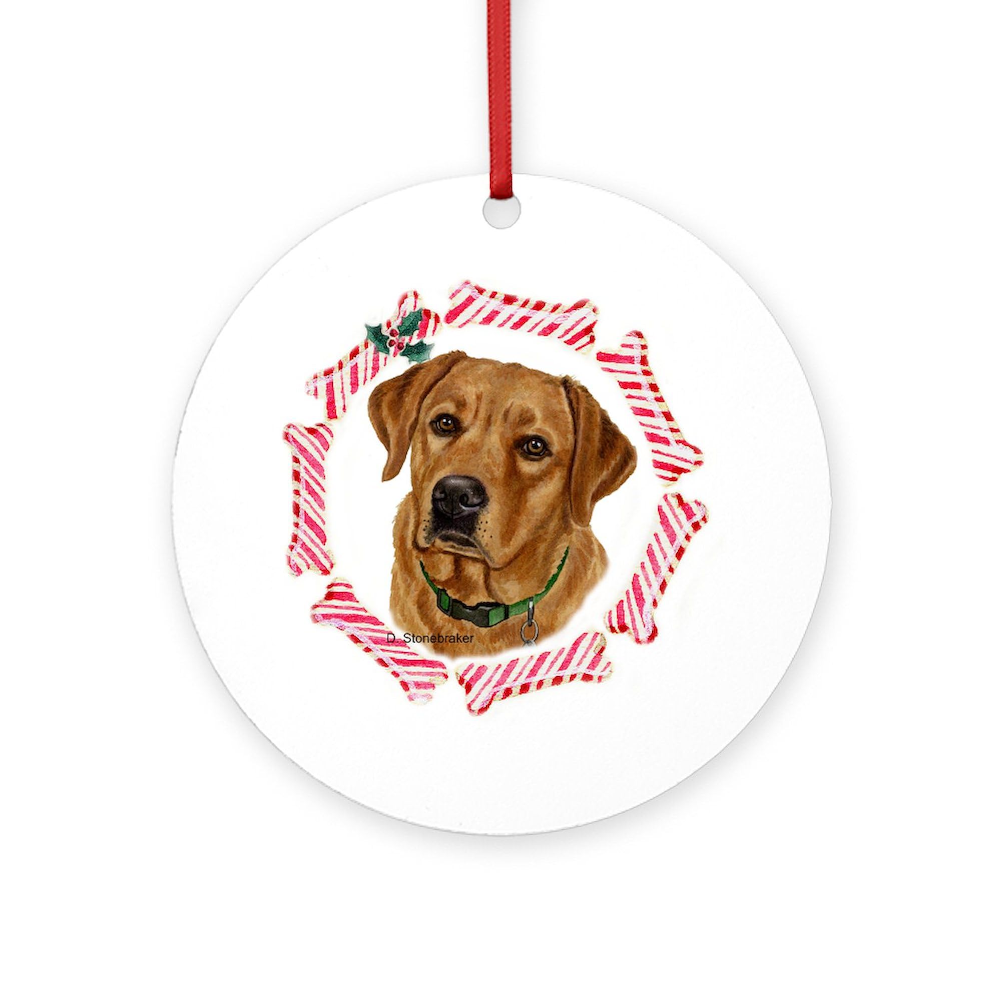 CafePress Fox Red Labrador Christmas Round 4" MDF Holiday Ornament