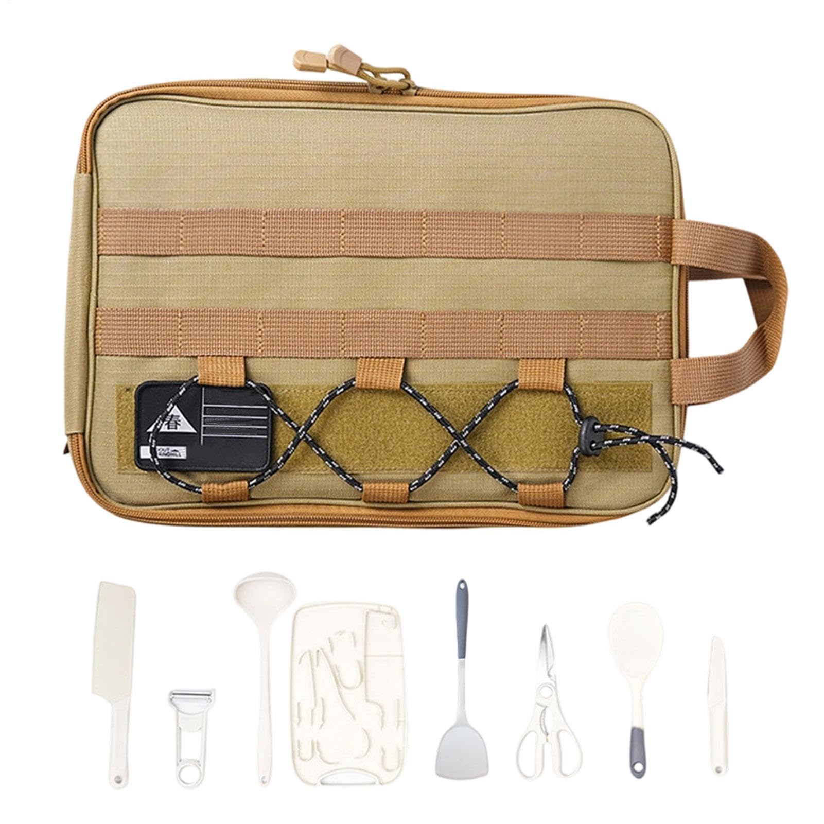 Camping Aufbewahrungssystem Kochutensilien-Set mit rutschfestem Griff | Camping-Kochutensilien-Set für Rucksackreisen, Camping, Grillen, Picknick, Reisen, Wandern und Outdoor-Aktivitäten