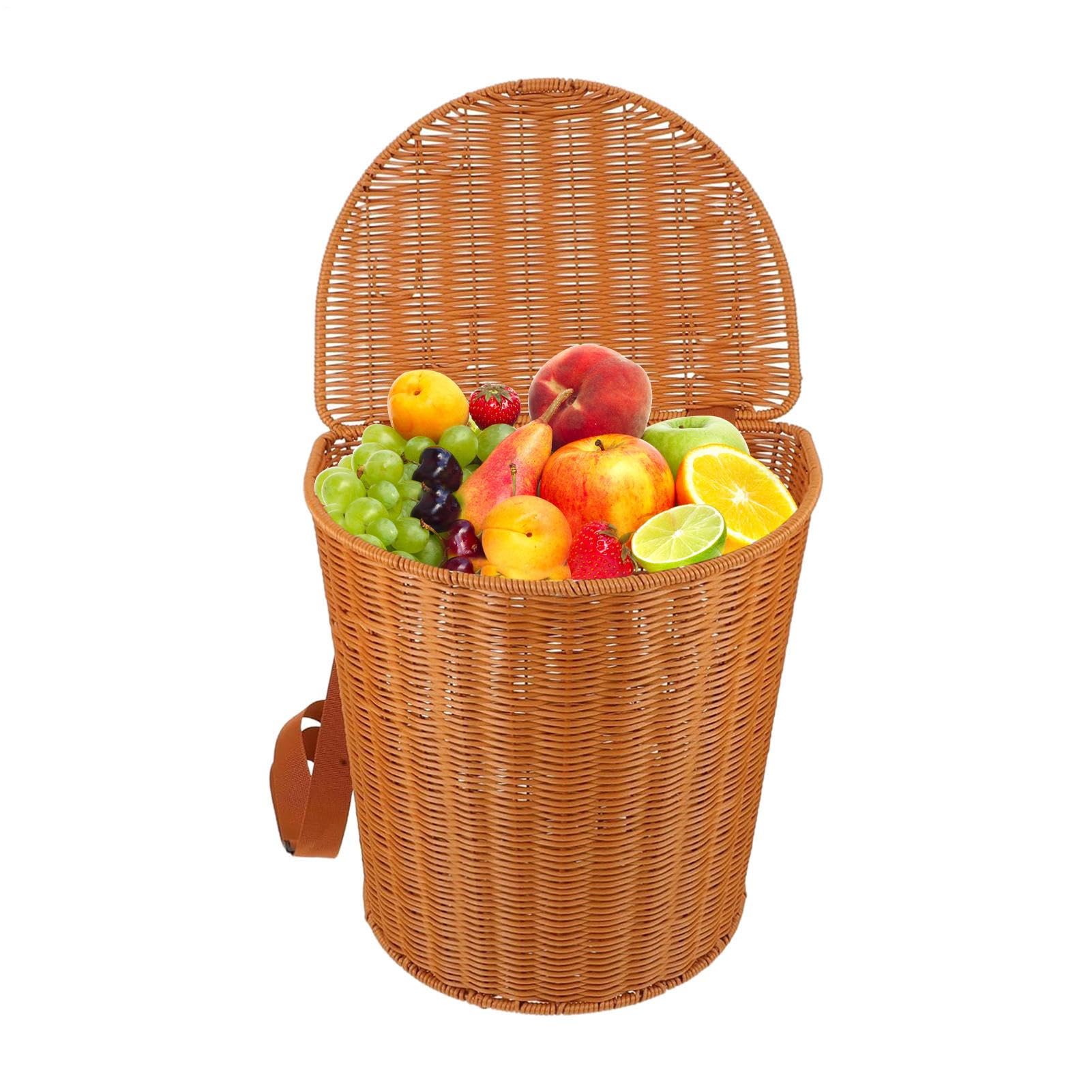 Borsa Da Picnic Capacità Ampia con Bretelle Trasporto | Zaino in Rattan Sintetico per Picnic per Outdoor, Campeggio, Pesca, Casa, Cucina, Fattoria, Frutta e Verdura