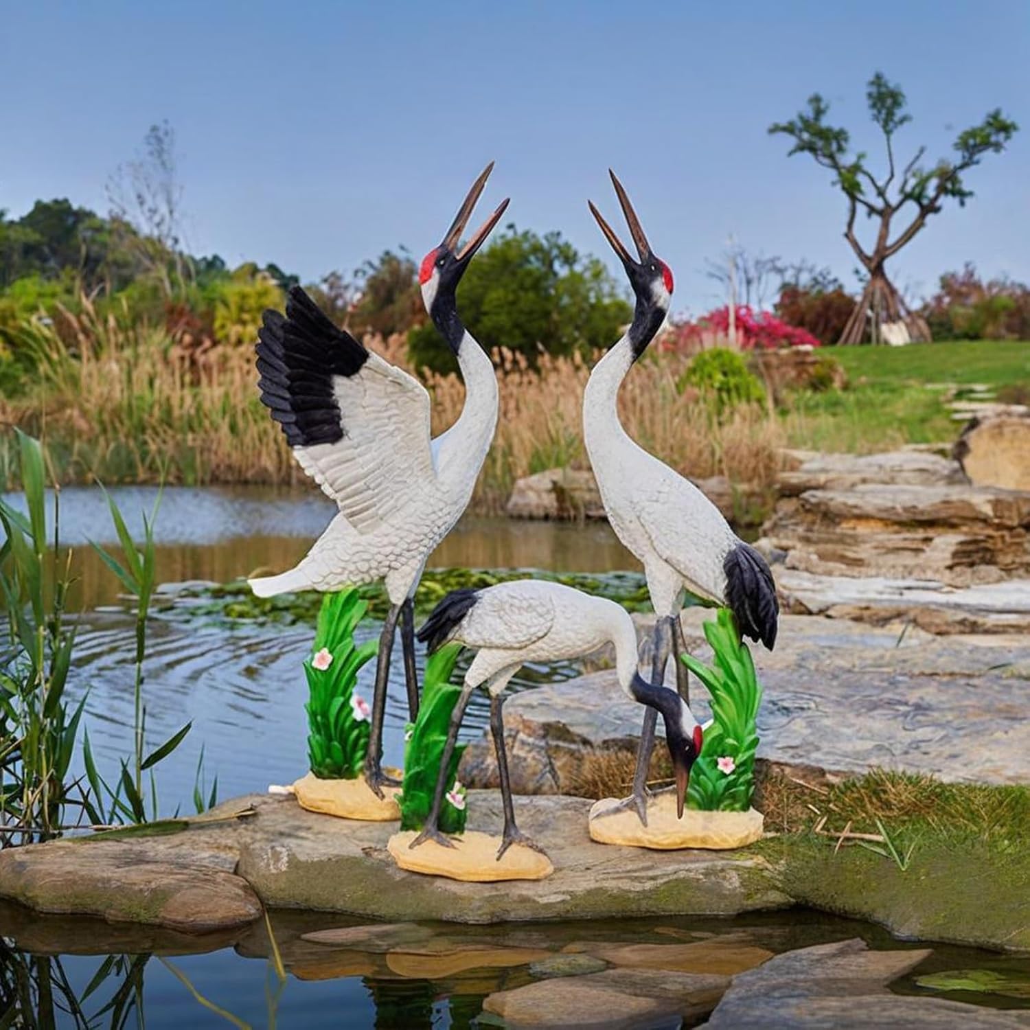 Garden Pond Spitters, Animal Pond Fountains, Outdoor Water Feature Statue, Garden Decor for Koi Pond, for Garden, Yard, Lawn, Birthday Friends(43 * 25 * 87cm/16.9 * 9.8 * 34.2in)