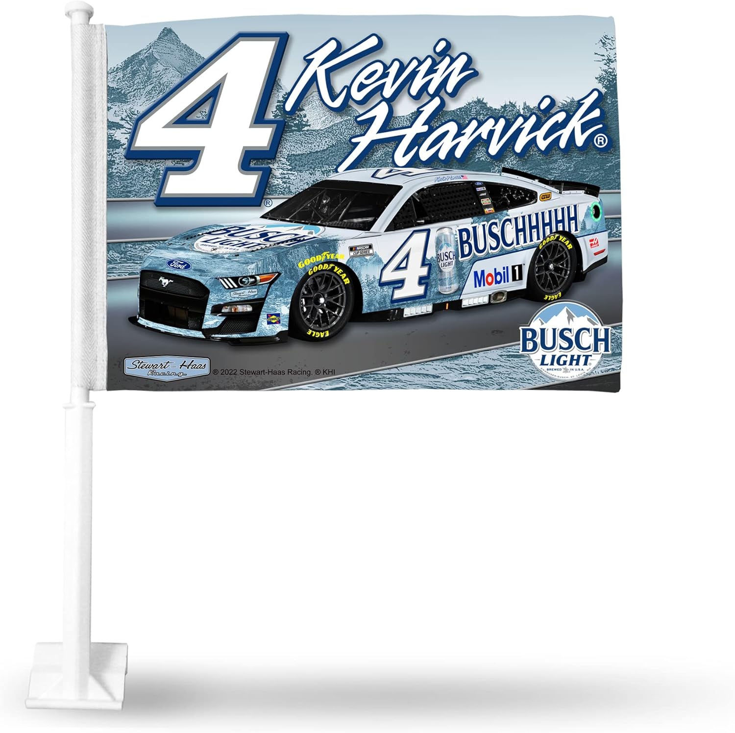 Rico Industries NASCAR Double Sided Car Flag - 16" x 19" - Strong Pole That Hooks onto Car/Truck/Automobile Kevin Harvick Kevin Harvick