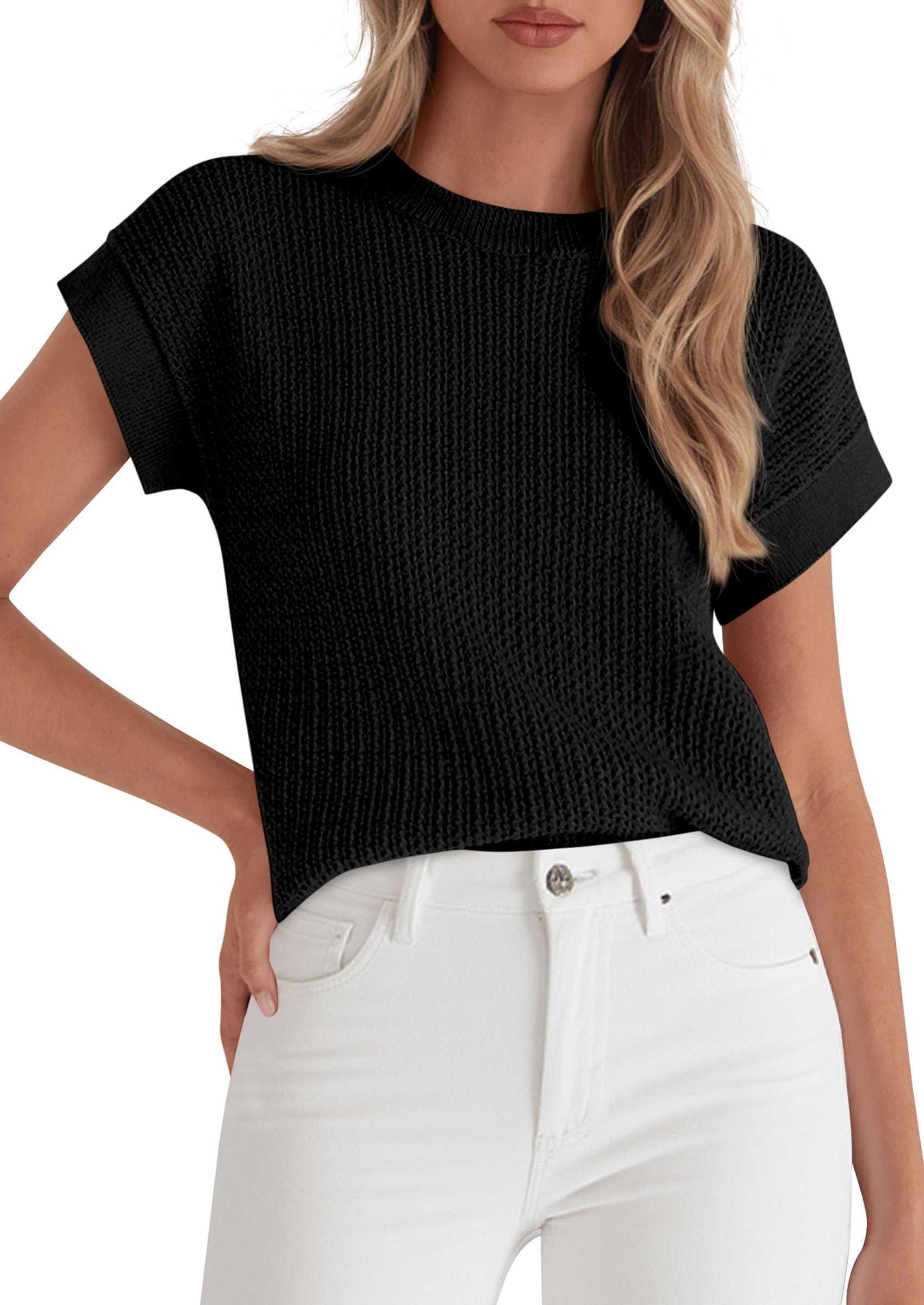 PRETTYGARDEN Women 2026 Spring Sweater Vest Business Casual Tank Top Lightweight Cap Sleeve Knit Shirts Trendy Summer Outfits