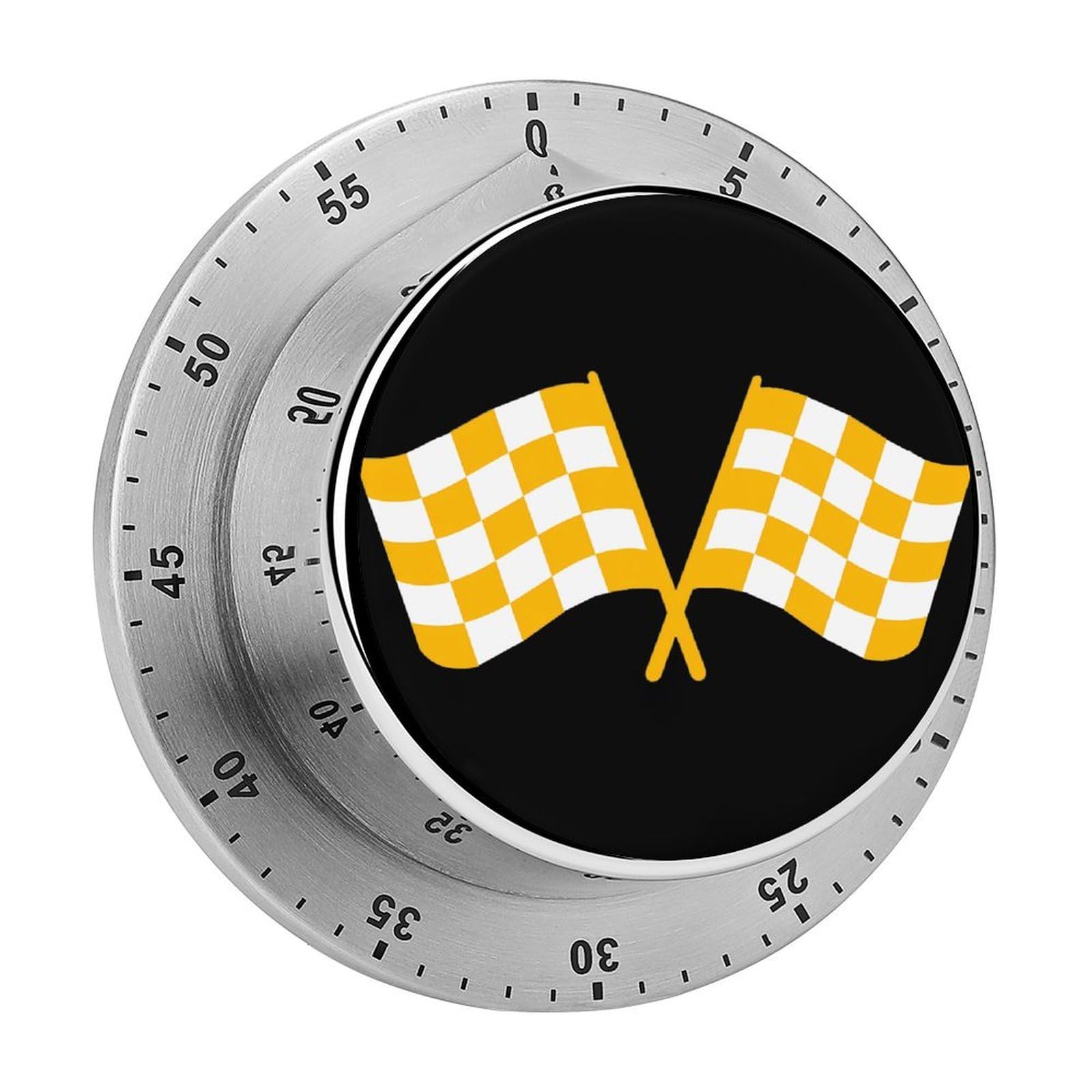Checker Racing Flags Mechanical Timer with Alarm for Kitchen Cooking Productivity Stainless Steel Timers