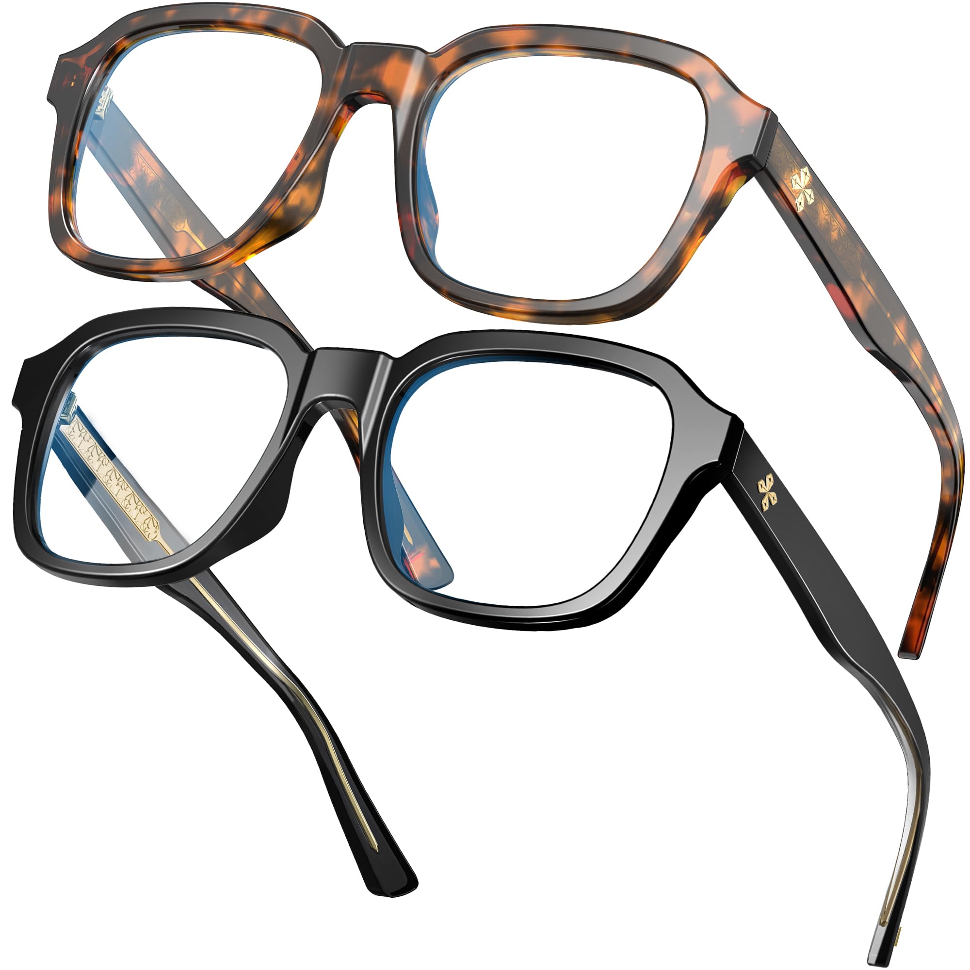 VISOONE Oversized Square Blue Light Blocking Glasses Fashion Computer Eyewear for Women and Men BENNETT