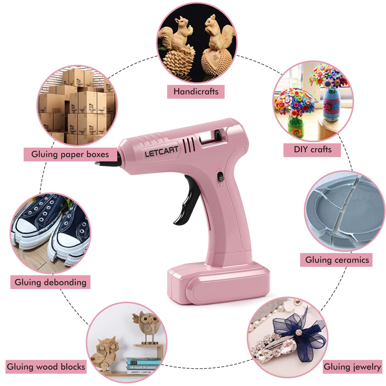 Pistola per colla a caldo, mini strumento di riparazione industriale fai da te con 30 stick di colla, 40 W, pistola a riscaldamento rapido per progetti di casa e hobby (rosa)