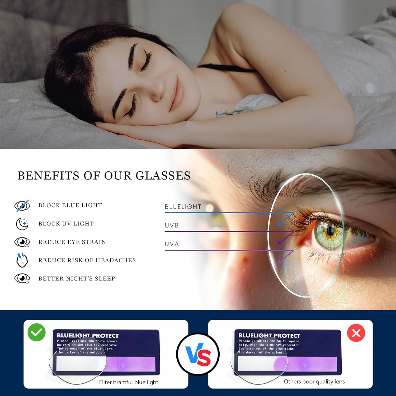 LVIOE Office-Siren Rectangle Blue Light Glasses for Women, Fashion Fake Clear Glasses. - Image 6