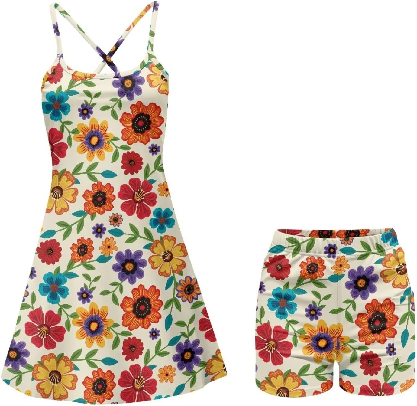 Golf Dress for Women Tennis Dresses with Shorts Pocket Sleeveless Spaghetti Strap Sport Workout Athletic Sundress