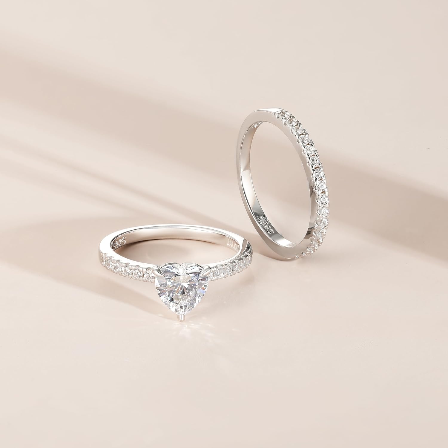 925 Sterling Silver Engagement Rings for Women Heart Cut Cubic Zirconia Wedding Promise Rings for Her Size 4-12.5 - Image 2