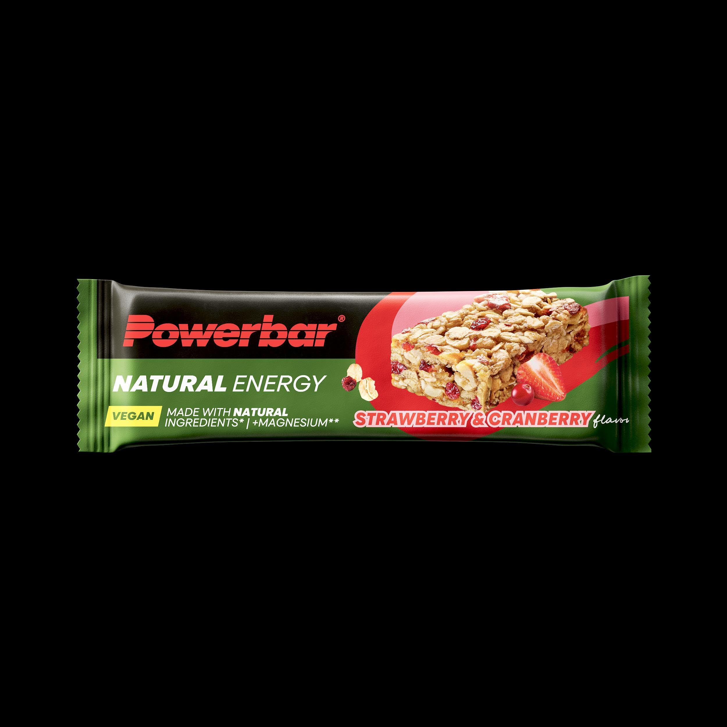 Powerbar - Natural Energy Cereal - Strawberry Cranberry - 18x40g - Barre énergétique végétalienne riche en glucides - Magnésium