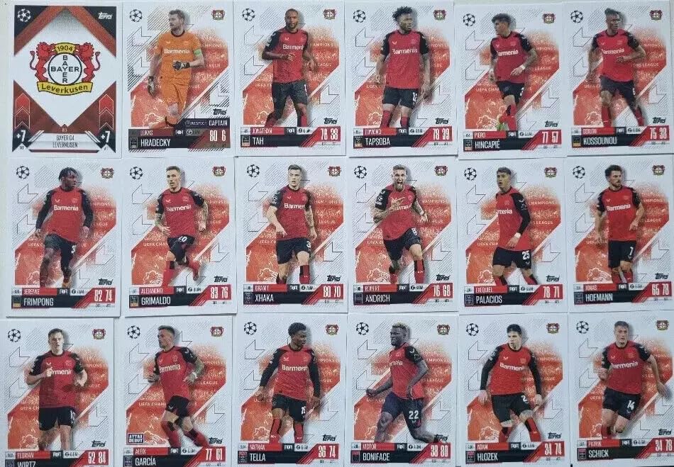 Match Attax 2024 2025 Bayer 04 Leverkusen Full Base Card Team Set