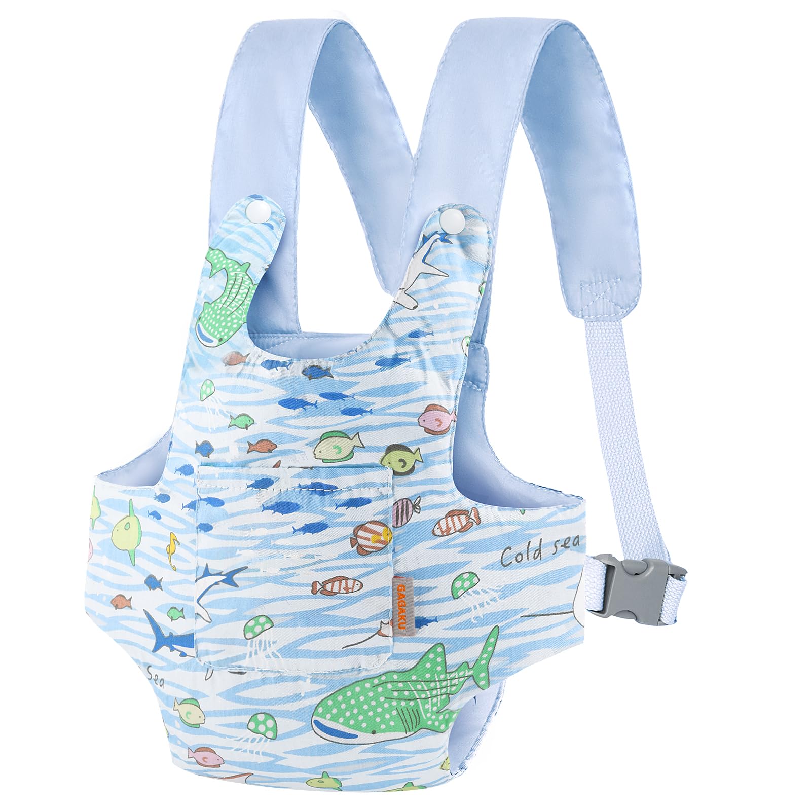 GAGAKU Baby Doll Carrier for Toddlers Toy Baby Carrier for Kids Reborn Dolls Accessories for Little Girls - Blue - Fish - Image 2