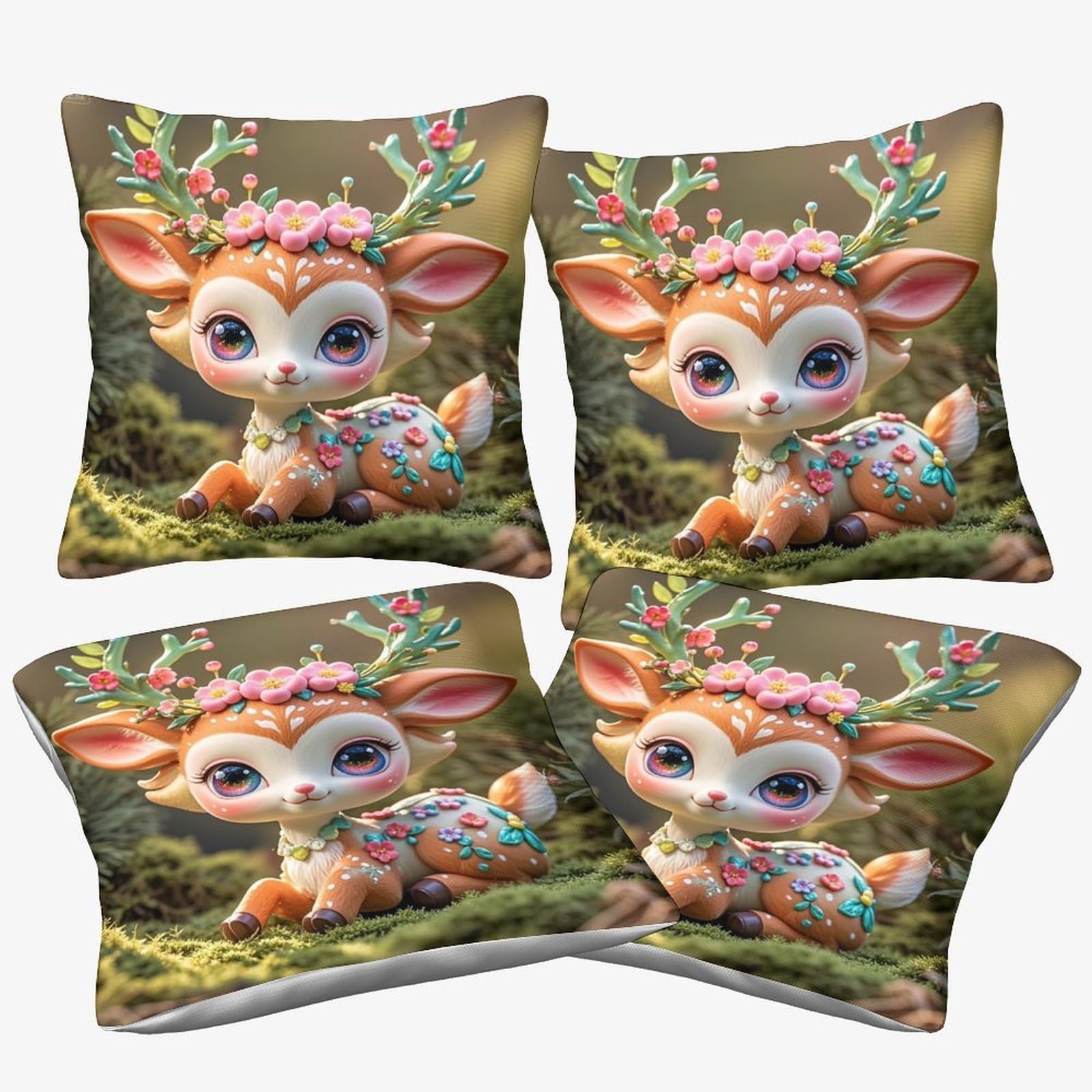 Fairy housses de coussin sans fermeture apparente lot de 4 taies carrées 40x40cm lavables