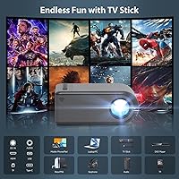 Vista 6 de Mini proyector WiFi Bluetooth, proyector 720P altavoz integrado, proyector de video portátil, proyector de película casera compatible