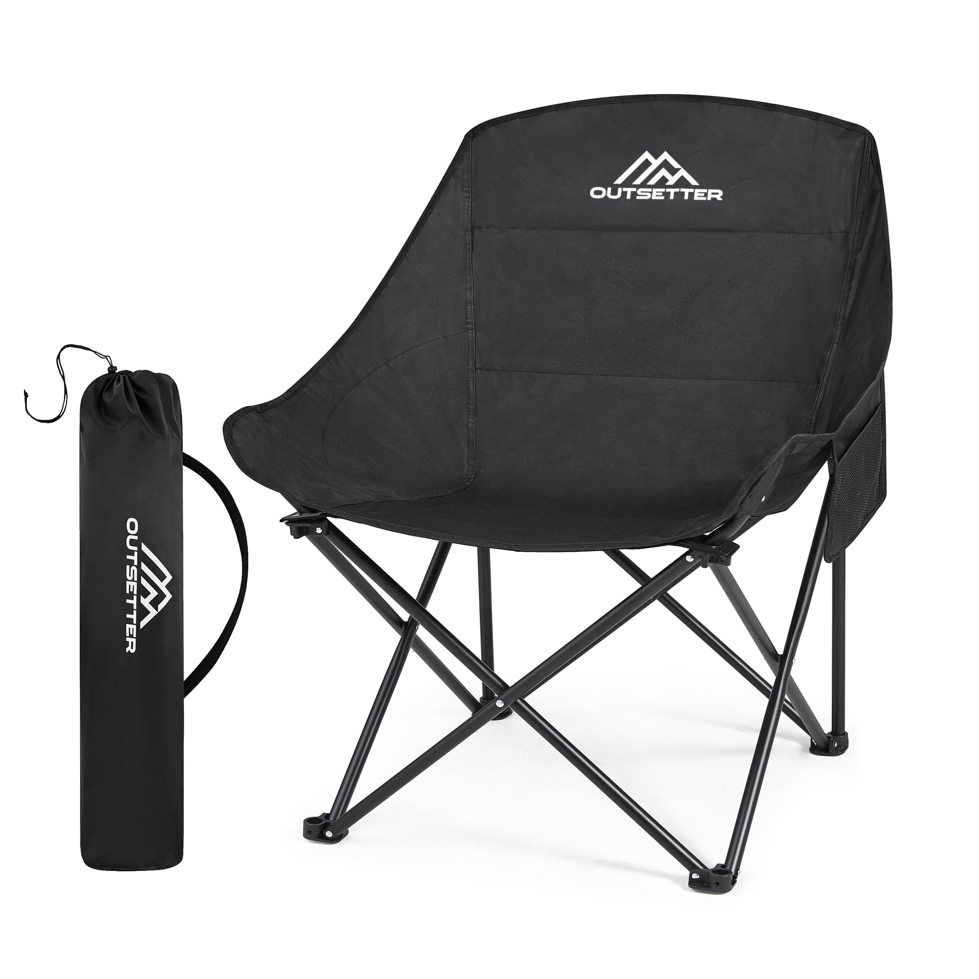 Outsetter Oversized XL Moon Camping Chair, Lightweight Chair for Adults 450lbs Support, Compact Ultralight Chair, Portable & Comfortable Chair with Carry Bag for Fishing Hiking Picnic Beach