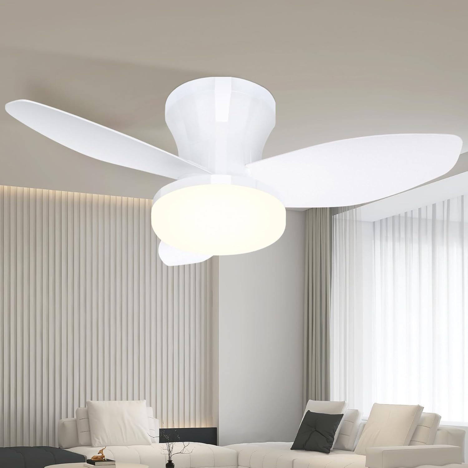 Amazon.com: Benss Low Profile Ceiling Fans with Lights, Quiet Ceiling ...
