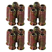 Vista 32 de MroMax 20 piezas de insertos de tuerca para muebles M6x10mm, acero al carbono, zincado, hexagonal interno, tornillo con brida, insertos de madera