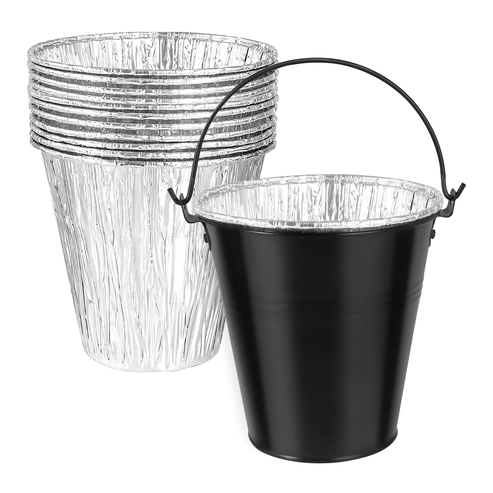 Tsophreniq Multicolor Drip Grease Bucket And 20Pcs Replacement Foil Liners Cup For Outdoor Smokers Pellet Grilling Oil Catcher Container Smoker Replacement Part