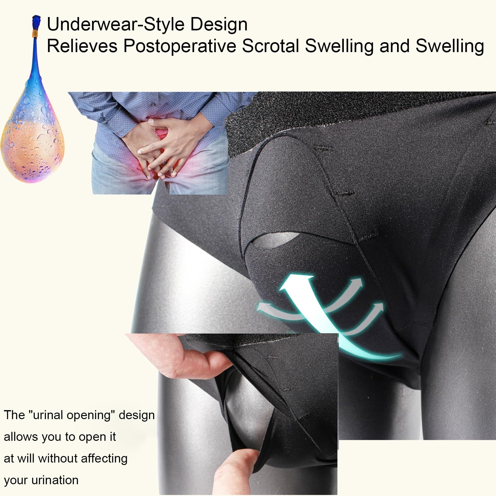 Braguero Hernia Inguinal Hombre, Hernia Inguinal Hombre, Soporte Escrotal con 2 Almohadillas de Compresión Extraíbles Extragrandes(X-Large)