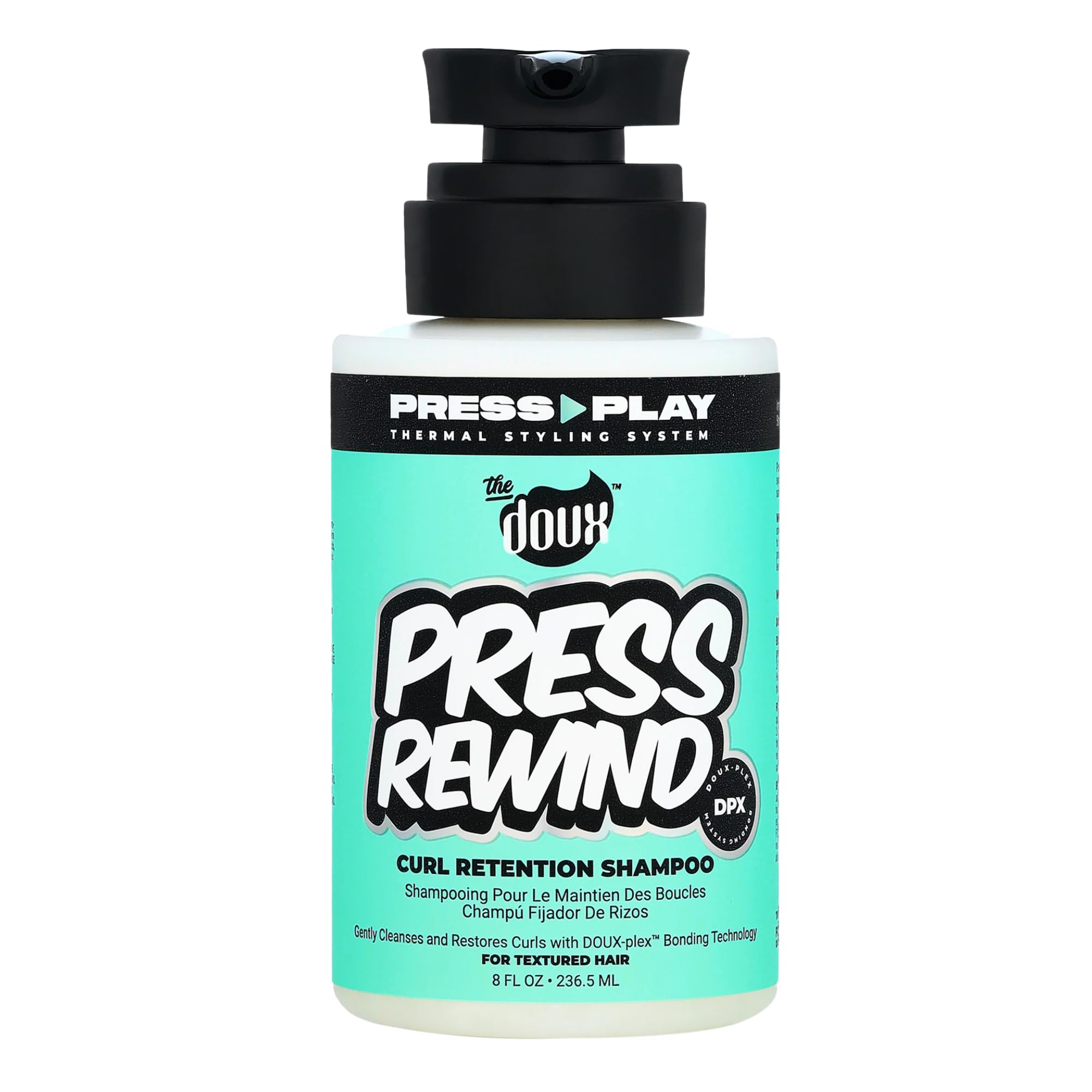 PRESS REWIND Curl Retention Shampoo for Curly Hair – Anti-Frizz Hydrating Shampoo with Aloe & Pataua Oil – Frizz Control Hair Care for Men & Women – Sulfate-Free, 8 oz