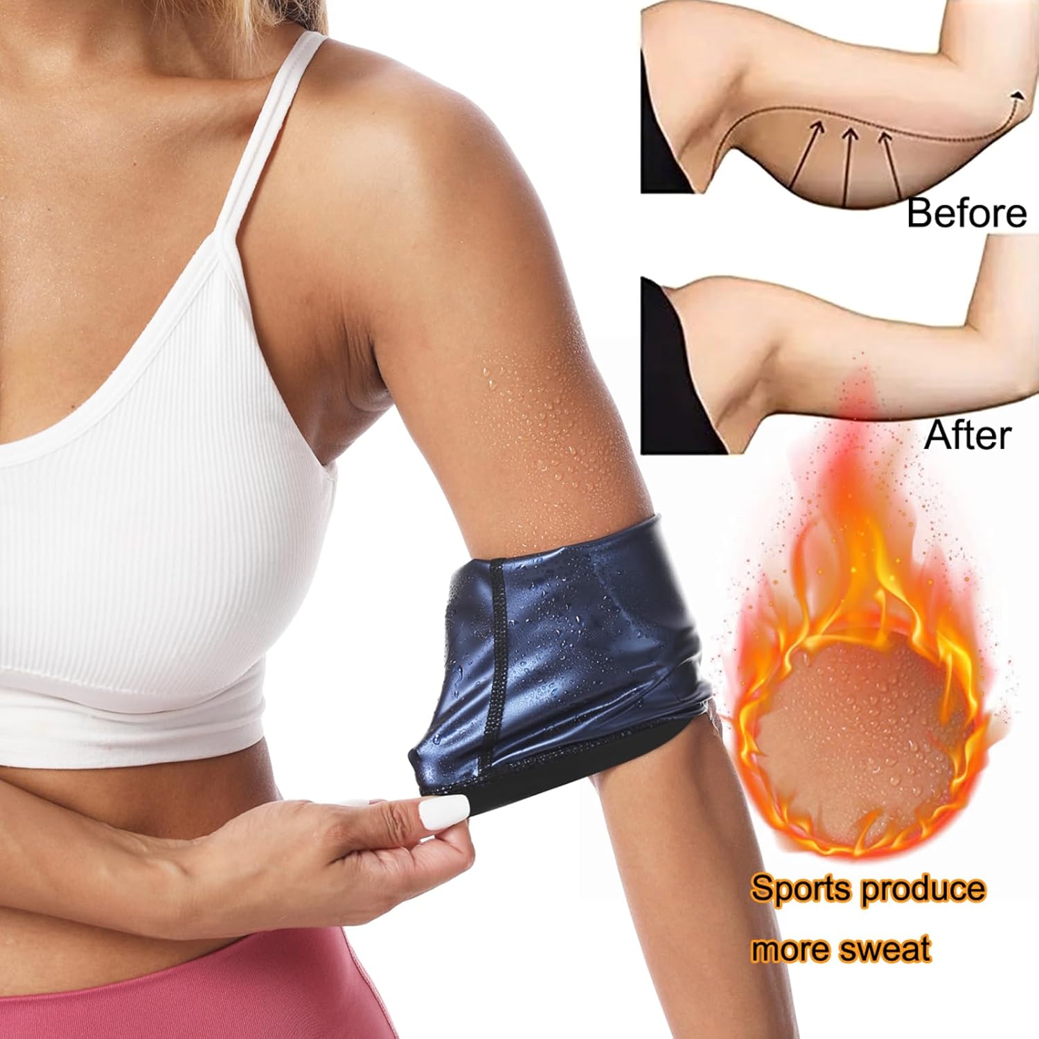 Vigorix Arm Trimmers for Women: Compression Sleeve Sweat Band, Heat-Trapping Design for Workout & Fitness - Image 2