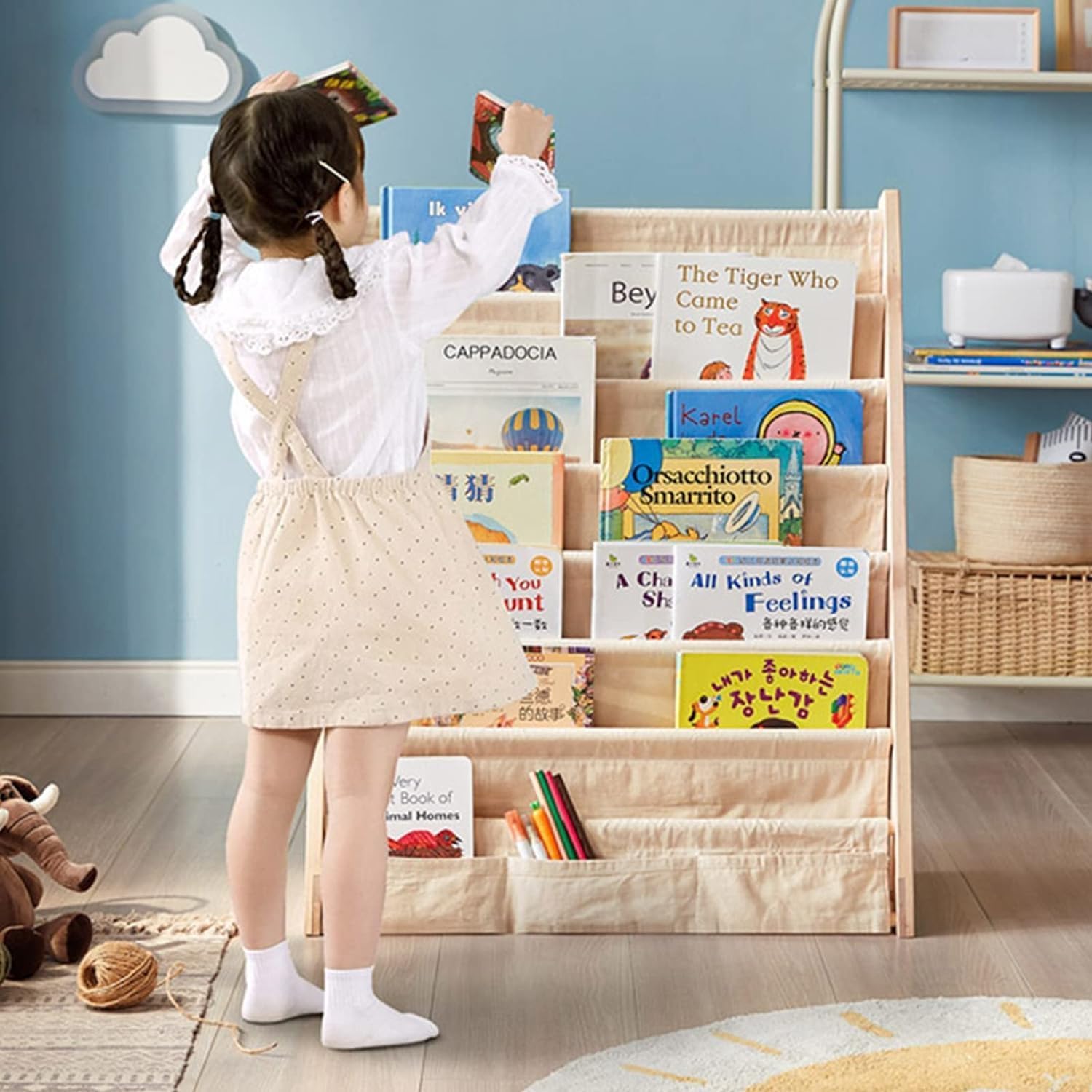 ハンドメイド 絵本棚 マガジンラック 表紙の見える絵本棚 絵本棚 マガジンラック 教具棚 おもちゃ収納