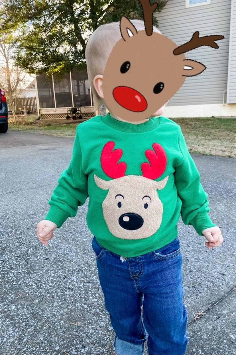 Baby Boys Girls Sweatshirts Christmas Reindeer Fleece Crewneck Pullover Xmas Winter Warm Sweaters Tops 2t-6t: Clothing, Shoes & Jewelry