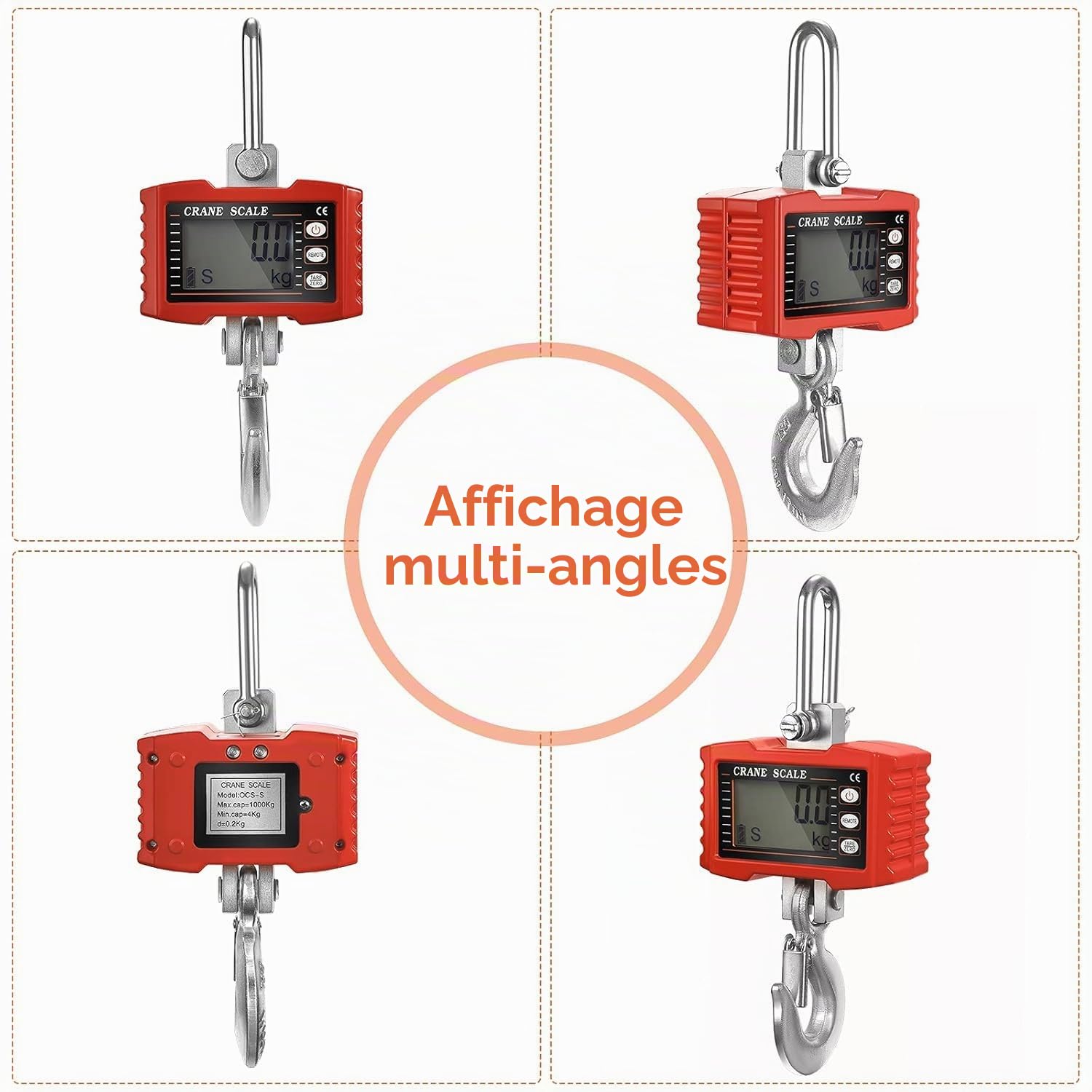 Balances Suspendues Poids Numérique 2200lbs/1000kg Balance De Grue Industrielle Balances Suspendues Robustes Pour Fermes Balance électronique Portable 1T
