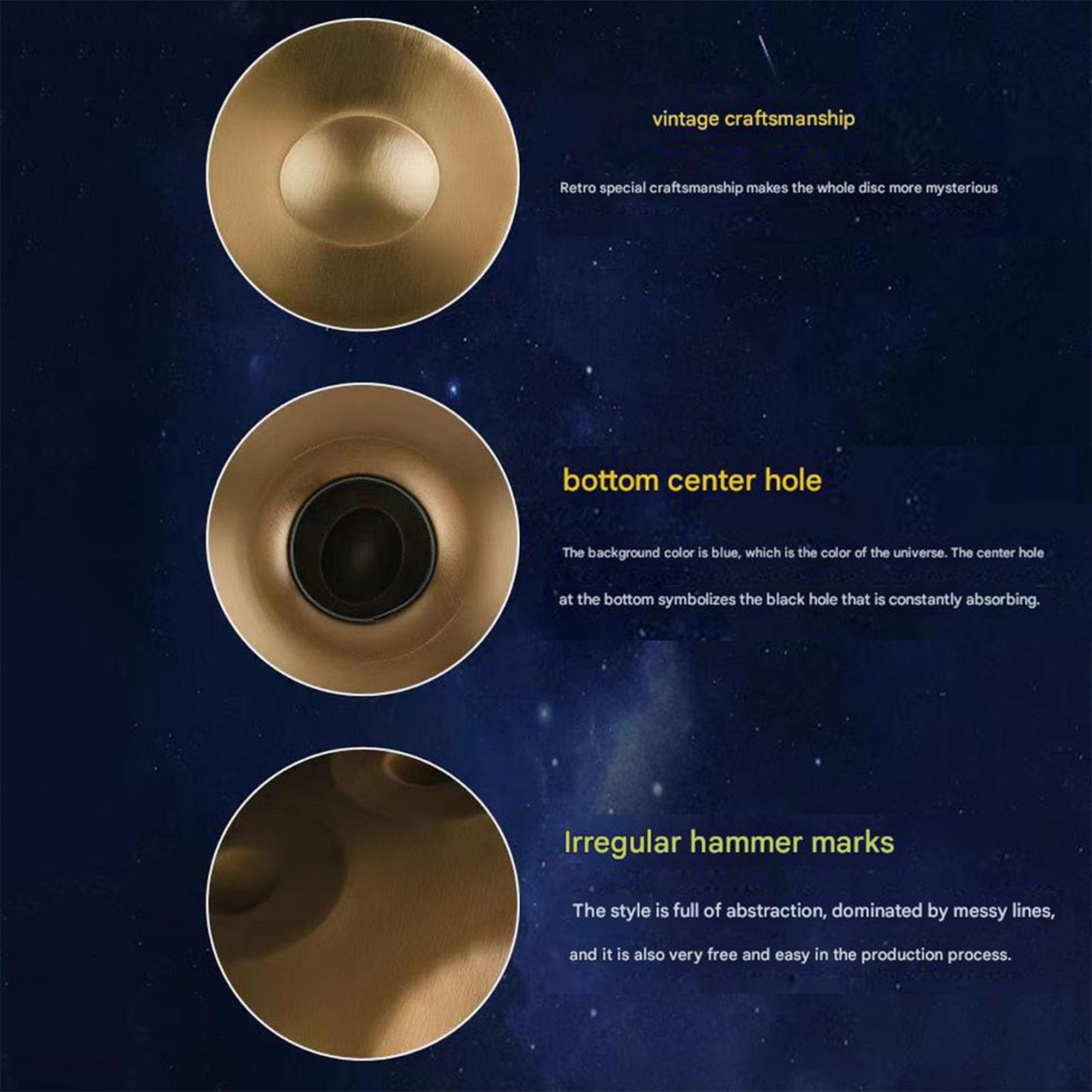 Zestaw perkusyjny 56 cm, 432 Hz/440 Hz 9/10/12 nut, ręczny bęben ze stali premium, instrumenty perkusyjne dla dorosłych, początkujących, do edukacji muzycznej, medytacji, jogi (D-440 Hz, 9 nut)