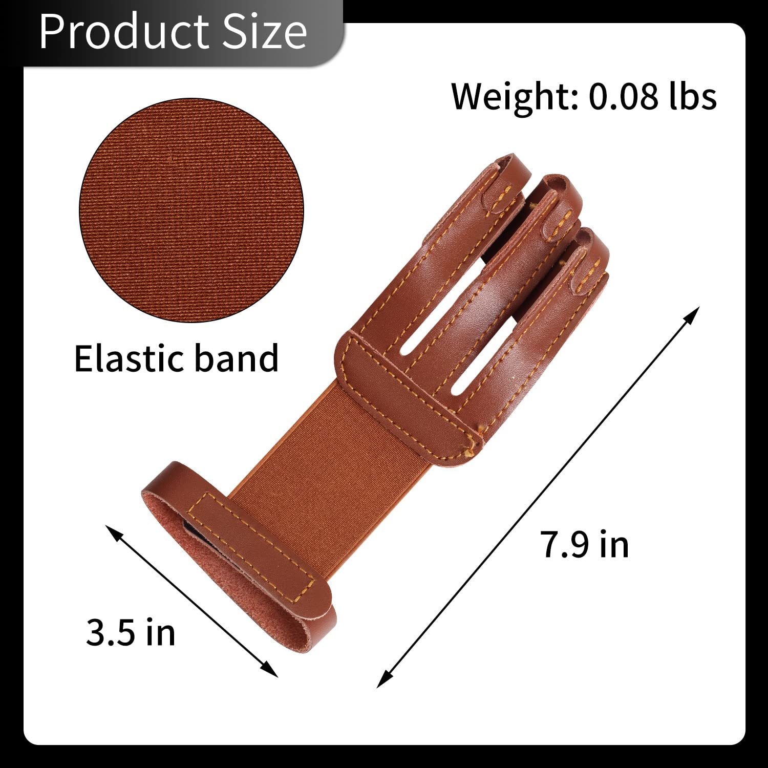 FENJANER Archery Glove 3 Finger Guard Leather Finger Tab for Adult Youth Beginner (Brown)