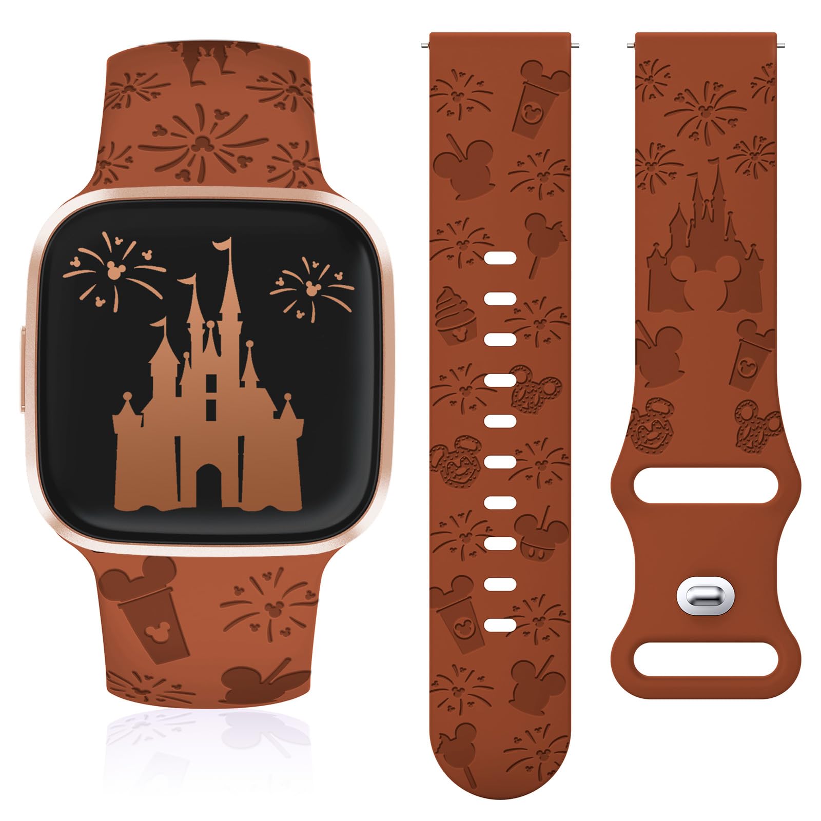 Engraved Cartoon Band Compatible with Fitbit Versa 2 Band/Versa Lite/Versa Band Women, Cute Soft Silicone Replacement Straps Bracelet Sport Designer Fancy Summer Wristbands for Versa SE