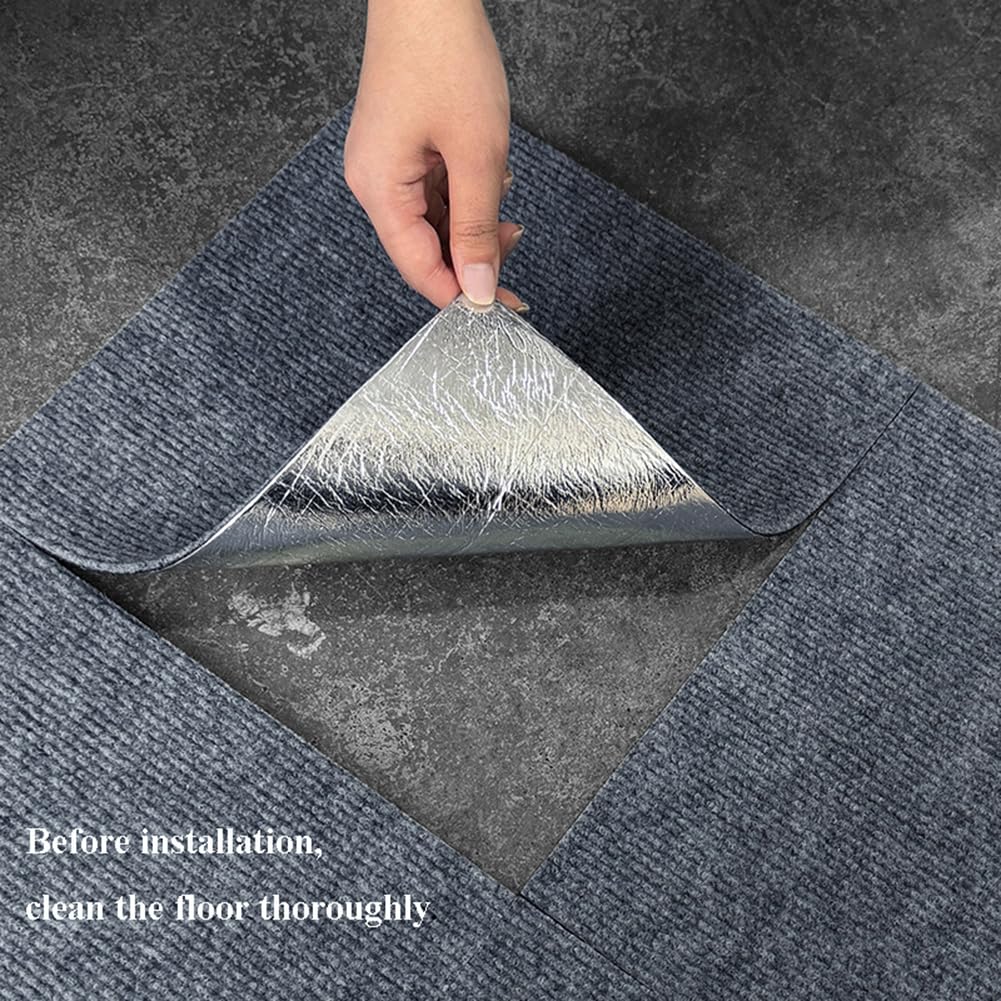 Dalles de Moquette Auto-Adhésives, 30X30 CM, Moquette Autoplombante pour Salon, Chambre, Bureau, Revêtement de Sol Antidérapantes et Résistantes,Gris 1,30 Pièces