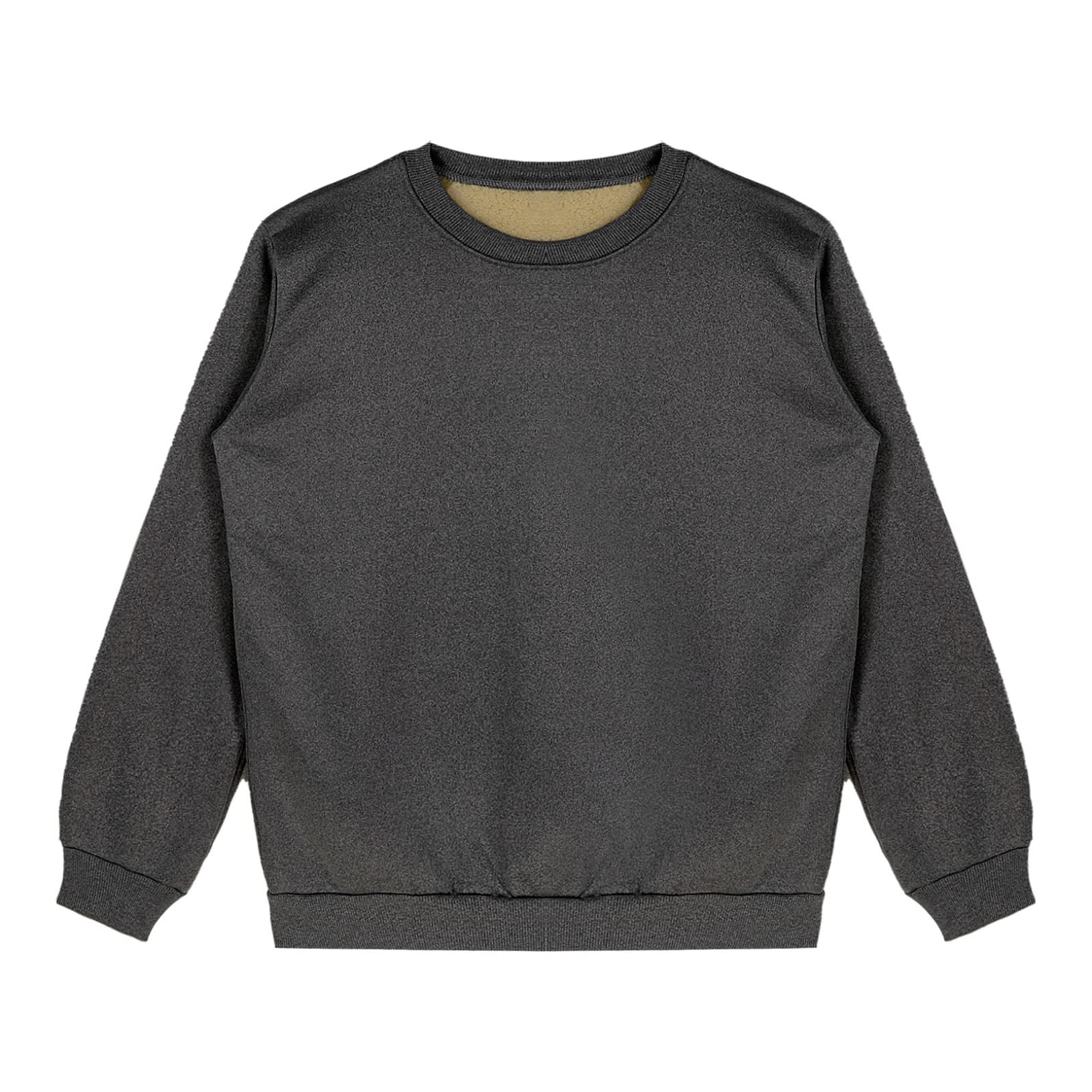 Yeahdor Men's Fleece Sweatshirt Crewneck Sherpa Lined Pullover Tops Long Sleeve Warm Winter Underwear Black 3X-Large