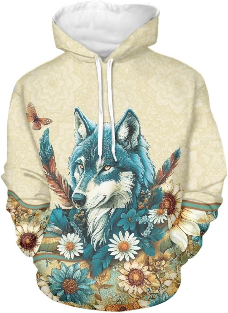 WELLFLYHOM Womens Cute Animal Print Hoodie Sweatshirt Drawstring Long Sleeve Pullover Tops with Pocket