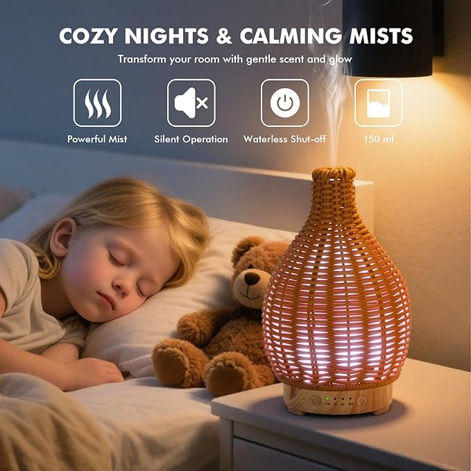 Difusor de Aceites Esenciales Boho 150ml Ultrasonico con Luz LED miniatura 5