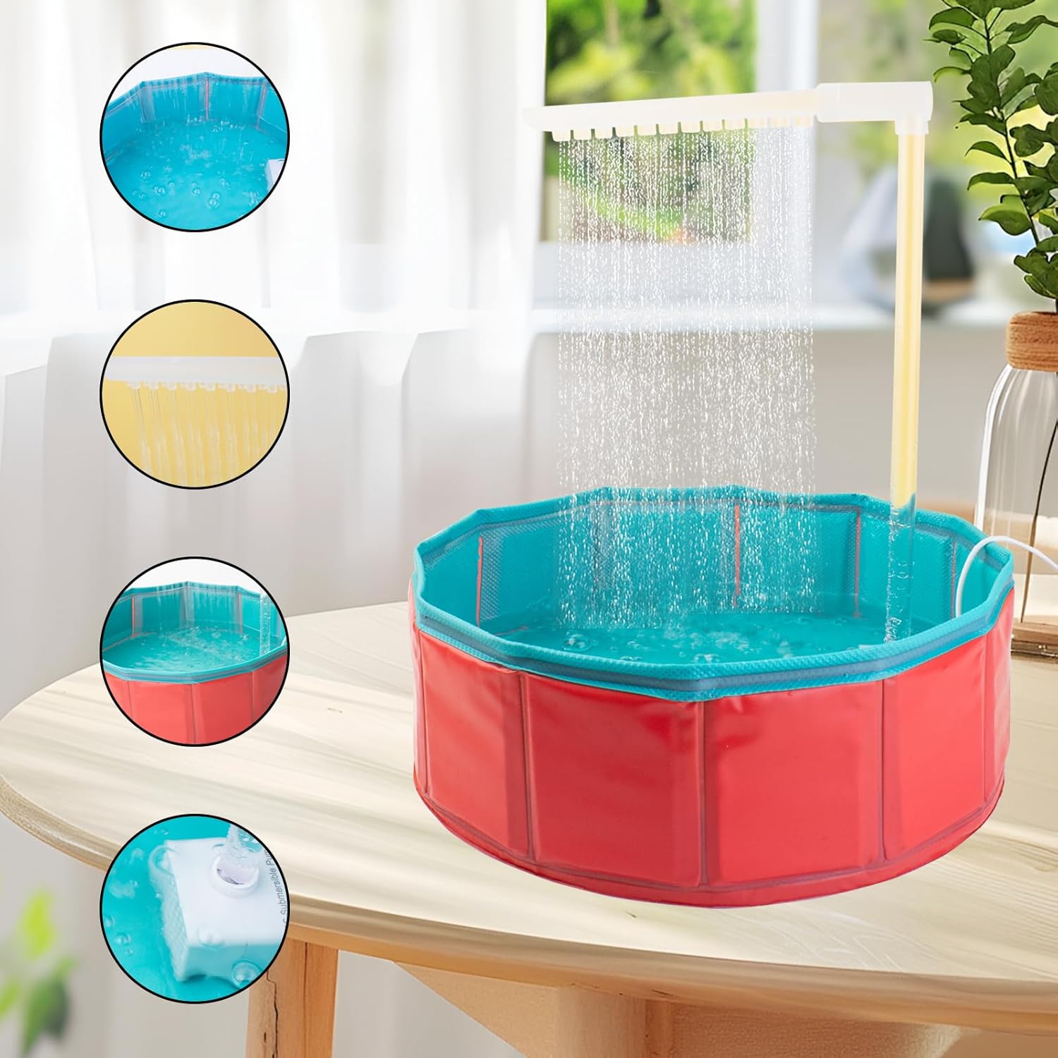 FlidRunest Bird Automatic Bath Shower, Portable Bird Bathtub with Pump, Parrot Bath tub Contains Circulating Controller, USB and Pump, Pool Bathing Tub for African Grey Conure Lovebird Parakeet