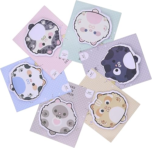 Miniatura 5 de MINGSEECESS 6 paquetes de notas adhesivas de dibujos animados de animales lindos juegos de bloc de notas autoadhesivas para amantes de las mascotas,