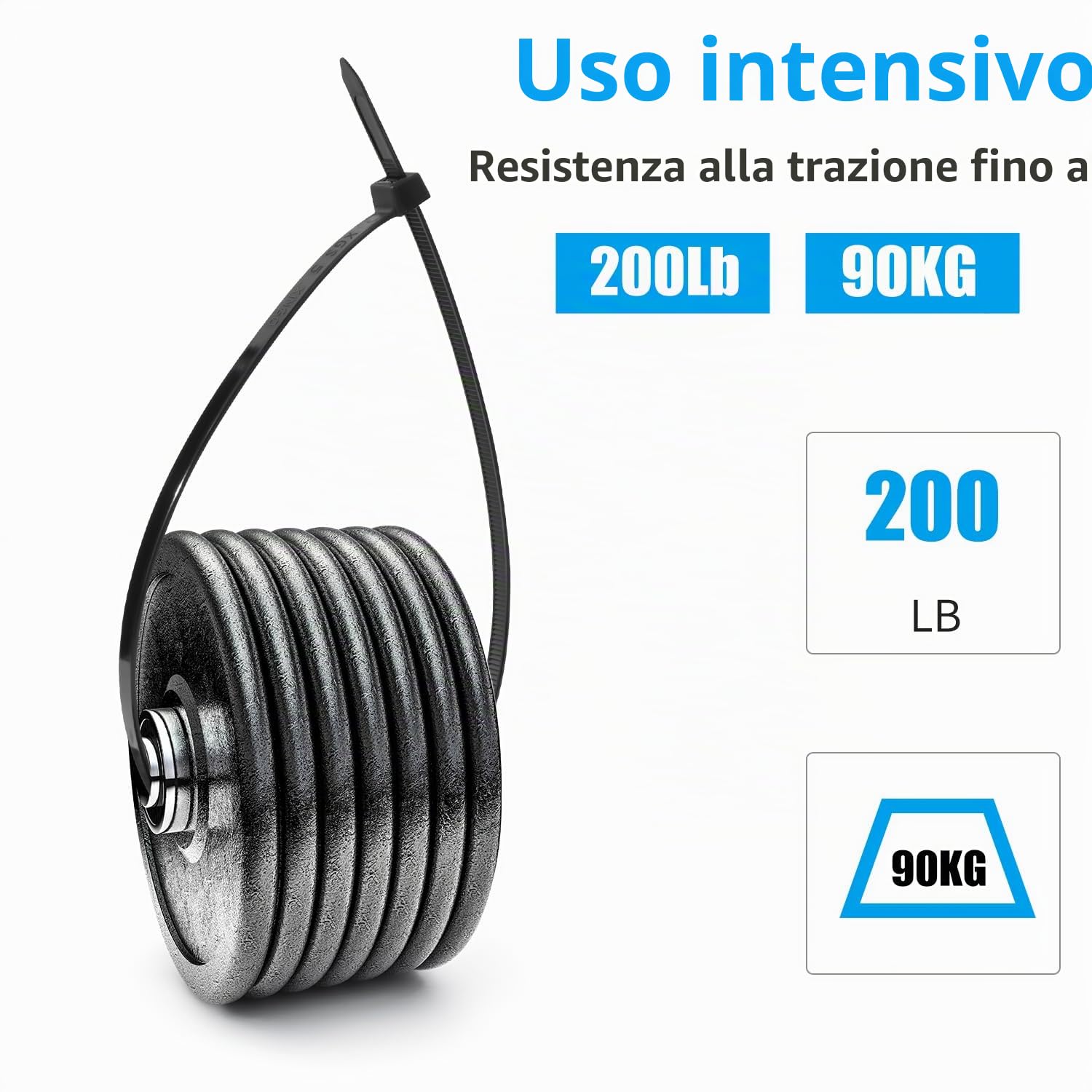 XINGO 100 Pezzi LungheFascette Plastica per Cablaggio Nero, 600mm x 9mm, Resistenza Alla Trazione 80 kg, Fascette per cavi grandi Fascette in nylon