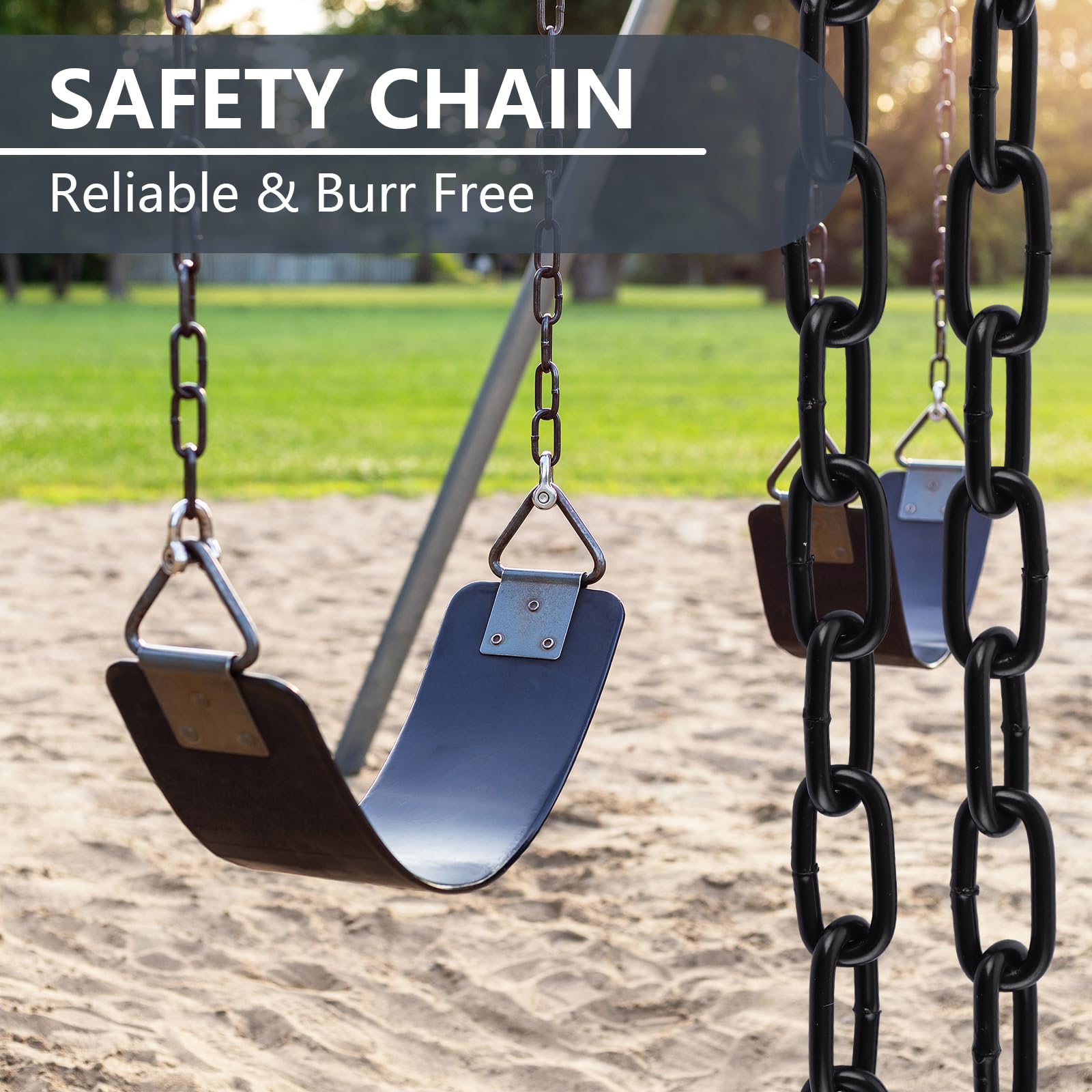 Chaîne à maillons en acier 4 mm x 9 m Vendu au mètre Noir Chaîne en acier au carbone Chaîne en métal pour chien Chaîne à bascule Chaîne d'ancre Fauteuil suspendu