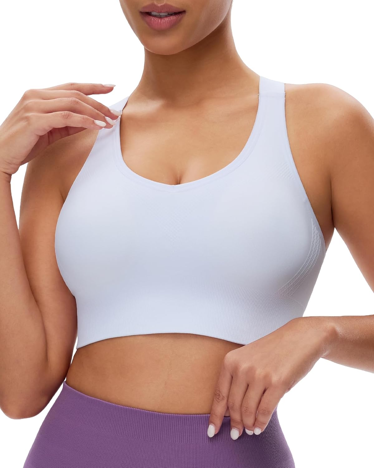 Adjustable Sports Bras for Women 3-Pack Racerback High Support Bras Seamless Yoga Bra with Removable Cups